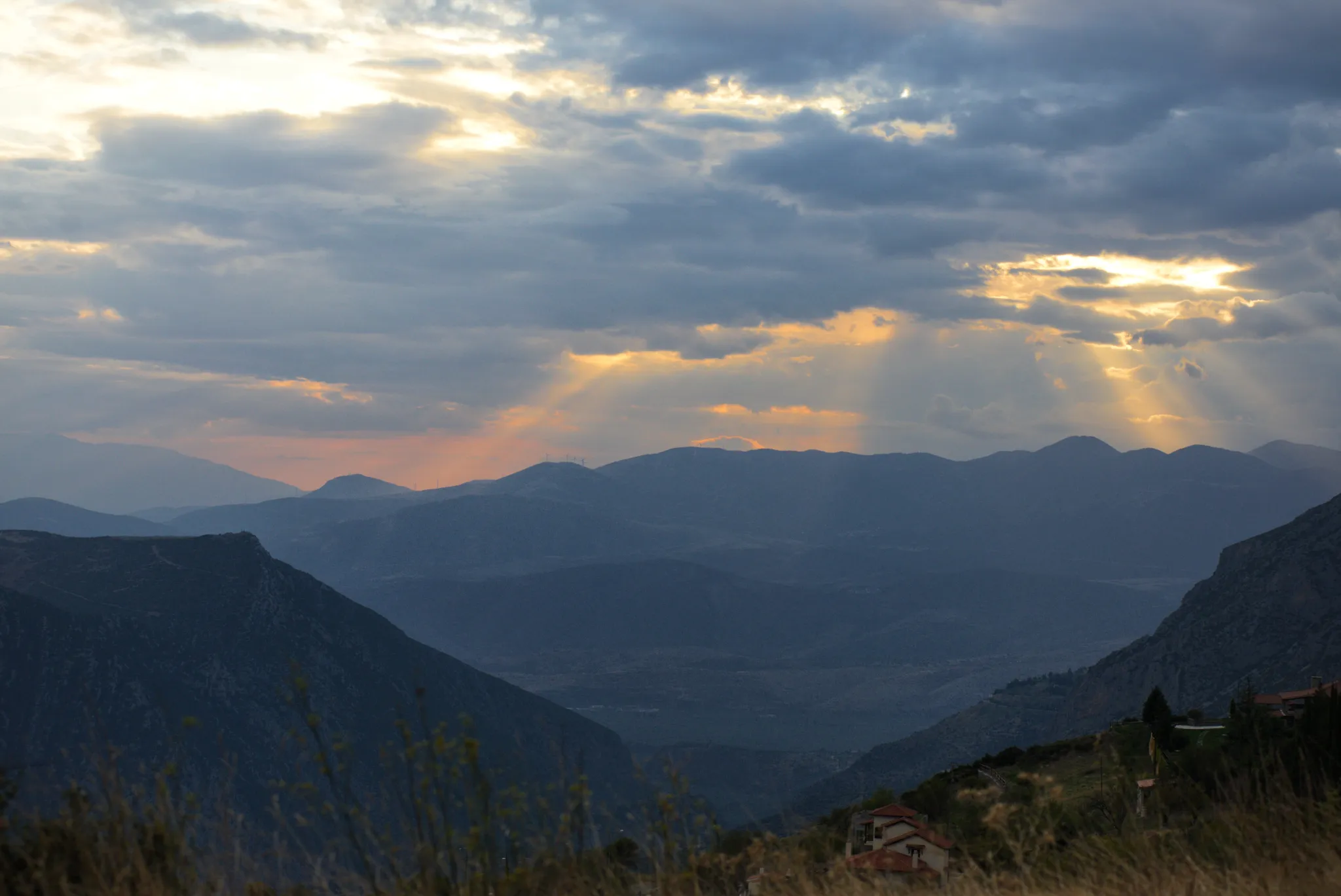 Parnassos views under a cloudy sky