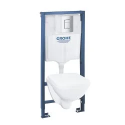 Εντοιχιζόμενο καζανάκι Solido με πλακέτα και λεκάνη κρεμαστή