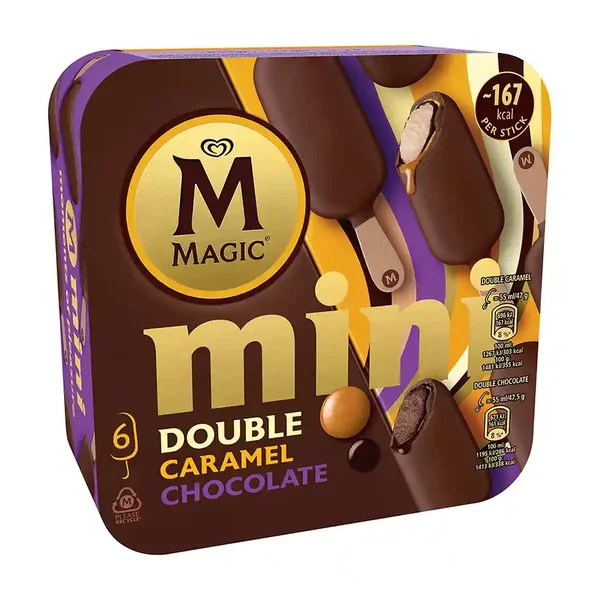 Algida Magic Παγωτό Double Chocolate & Caramel Μίνι 6x47γρ./55ml.