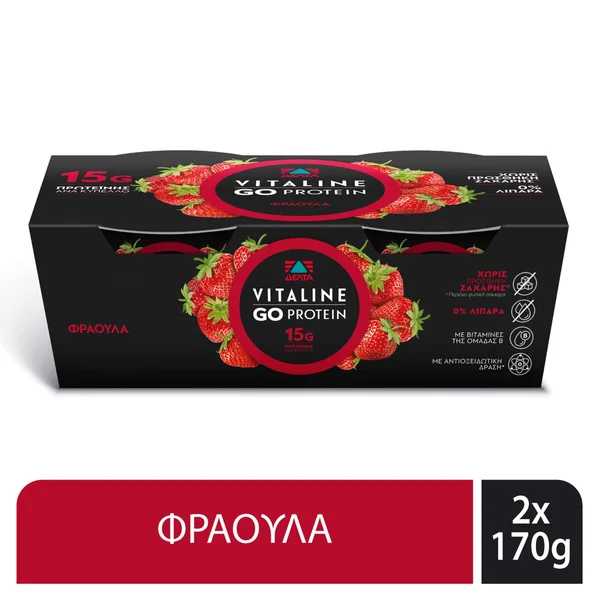 Επιδόρπιο Γιαουρτιού Go Protein Φράουλα 2x170g