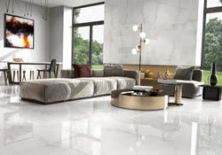 Πλακάκι Timeless σε λευκή γυαλιστερή απόχρωση με όψη μαρμάρου Π60xΜ120cm