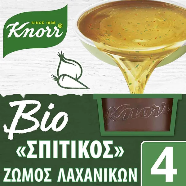 Knorr Σπιτικός Ζωμός Λαχανικών Βιολογικός Χωρίς Γλουτένη 4x26γρ.