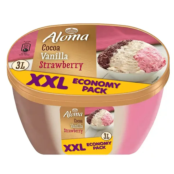 Παγωτό Βανίλια Σοκολάτα Φράουλα XXL