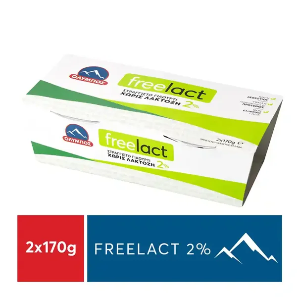Όλυμπος Freelact Γιαούρτι Στραγγιστό 2% Λιπαρά Χωρίς Λακτόζη 2x170γρ.