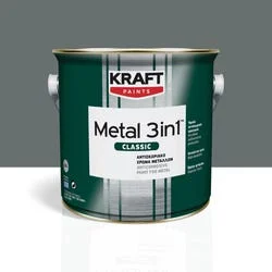 Αντισκωριακό χρώμα μετάλλου Kraft Metal 3in1 γκρι σκούρο γυαλιστερό 0.75L