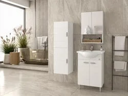 Έπιπλο μπάνιου Capri δαπέδου με νιπτήρα και καθρέπτη-ντουλάπι Π55xΒ46xΥ80cm