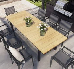 Σετ τραπεζαρία Capri-Lyra από αλουμίνιο/polywood/textilene με 6 πολυθρόνες