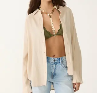 Stradivarius Πουκάμισο Relaxed Fit με Κουμπιά & Μακριά Μανίκια