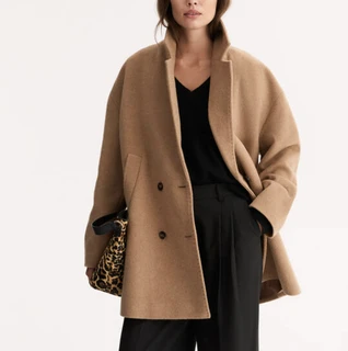 Κοντό παλτό με κουμπιά, από μάλλινο ύφασμα