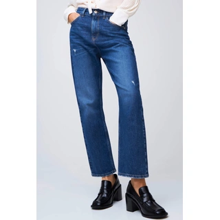 Orsay γυναικείο τζιν παντελόνι cropped με φθορές Straight Fit - Orsay | Notos