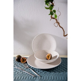 Εικόνα προσφοράς Σερβίτσιο Φαγητού Gaufre Off White Σετ18Τμχ. Κεραμικό